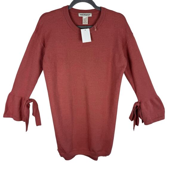 Cotton Emporium NWT Mauve Pink Bell Sleeve Tight Knit Sweater Tunic Size M - Picture 1 of 6